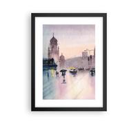 Cuadro Poster de Pared 30x40cm Acuarela Ciudad Monumentos Históricos Wall Art