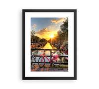Cuadro Poster de Pared 30x40cm Bicicletas canal Amsterdam arquitectura Wall Art