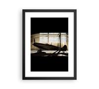 Cuadro Poster de Pared 30x40cm Marco Airplain Hangar vuelo histórico Wall Art