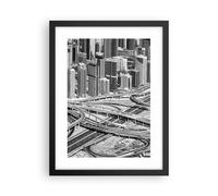 Cuadro Poster de Pared 30x40cm Marco Ciudad Rascacielos Carretera Wall Art