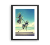 Cuadro Poster de Pared 30x40cm Marco Coche tabla de surf playa océano Wall Art
