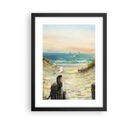 Cuadro Poster de Pared 30x40cm Marco Impresionismo Gaviotas Costa Wall Art