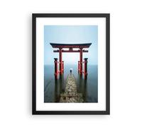 Cuadro Poster de Pared 30x40cm Marco Itsukushima-Jinja Templo Paraguas Wall Art