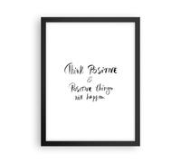 Cuadro Poster de Pared 30x40cm Marco Lema Pensamiento Positivamente Wall Art