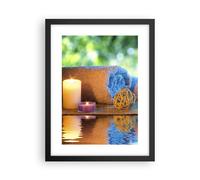 Cuadro Poster de Pared 30x40cm Marco Naturaleza relajación spa velas Wall Art