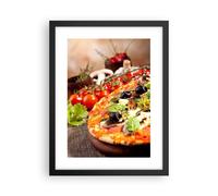 Cuadro Poster de Pared 30x40cm Marco Pizza comida Italia la tradición Wall Art