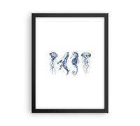Cuadro Poster de Pared 30x40cm Póster Marco Animales Marinos Infantiles Wall Art
