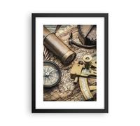 Cuadro Poster de Pared 30x40cm Póster Marco brújula brújula mapa Wall Art Prints