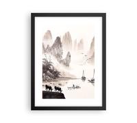 Cuadro Poster de Pared 30x40cm Póster Marco Chino Paisaje Acuarela Wall Art