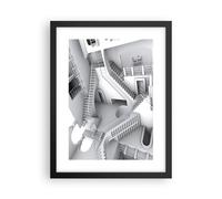 Cuadro Poster de Pared 30x40cm Póster Marco Ciencia Ilusión Escaleras Wall Art