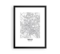 Cuadro Poster de Pared 30x40cm Póster Marco Ciudad Mapa Berlín Wall Art Prints