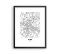 Cuadro Poster de Pared 30x40cm Póster Marco Ciudad Mapa Roma Wall Art Prints
