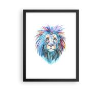 Cuadro Poster de Pared 30x40cm Póster Marco Colorido león melena Wall Art Prints