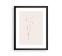 Cuadro Poster de Pared 30x40cm Póster Marco Esbozo Desnudez Mujer Wall Art