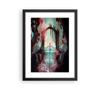 Cuadro Poster de Pared 30x40cm Póster Marco Fantasía Puerta Jardín Wall Art
