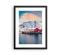 Cuadro Poster de Pared 30x40cm Póster Marco Lofoten Aldea Pesca Wall Art Prints
