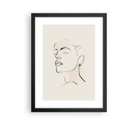 Cuadro Poster de Pared 30x40cm Póster Marco Minimalismo Retrato Línea Wall Art