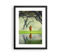 Cuadro Poster de Pared 30x40cm Póster Marco Monje Bosque Niebla Wall Art Prints