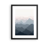 Cuadro Poster de Pared 30x40cm Póster Marco Montañas Gráficos Crayón Wall Art