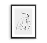 Cuadro Poster de Pared 30x40cm Póster Marco Mujer Líneas Minimalismo Wall Art