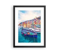 Cuadro Poster de Pared 30x40cm Póster Marco Oporto Barcos Los Colores Wall Art