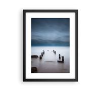 Cuadro Poster de Pared 30x40cm Póster Marco Rompeolas Niebla Noche Wall Art