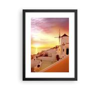 Cuadro Poster de Pared 30x40cm Póster Marco Santorini Grecia vacaciones Wall Art