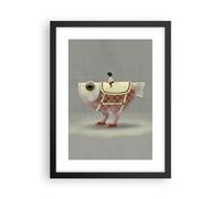 Cuadro Poster de Pared 30x40cm Póster Marco Surrealista Pescado Niño Wall Art