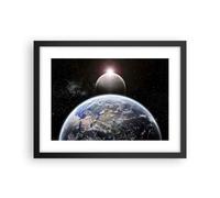 Cuadro Poster de Pared 40x30cm Marco Apocalipsis Meteorito Estrellas Planeta Art