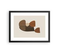 Cuadro Poster de Pared 40x30cm Póster Marco Abstracción Marrón Minimalismo Art