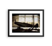 Cuadro Poster de Pared 40x30cm Póster Marco Airplain Hangar vuelo histórico Art