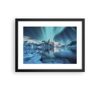 Cuadro Poster de Pared 40x30cm Póster Marco Amanecer Polar Montañas Wall Art