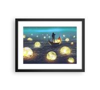 Cuadro Poster de Pared 40x30cm Póster Marco barco agua cuento de hadas Wall Art