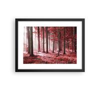 Cuadro Poster de Pared 40x30cm Póster Marco bosque rojo árboles Wall Art Prints