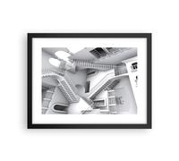 Cuadro Poster de Pared 40x30cm Póster Marco Ciencia Ilusión Escaleras Wall Art