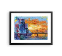 Cuadro Poster de Pared 40x30cm Póster Marco Ciudad Puente Empasto Wall Art