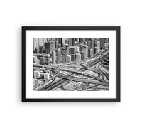 Cuadro Poster de Pared 40x30cm Póster Marco Ciudad Rascacielos Carretera Art