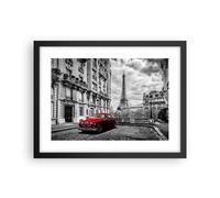 Cuadro Poster de Pared 40x30cm Póster Marco Coche Eiffle calle edificio Wall Art