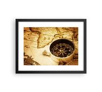 Cuadro Poster de Pared 40x30cm Póster Marco Compás viejo viajando viaje Wall Art