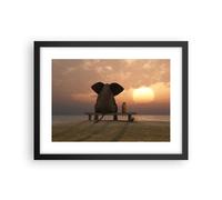 Cuadro Poster de Pared 40x30cm Póster Marco elefante orilla mar Wall Art Prints