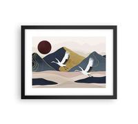Cuadro Poster de Pared 40x30cm Póster Marco Grúas Montañas Sol Wall Art Prints