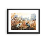 Cuadro Poster de Pared 40x30cm Póster Marco Grullas Aves Otoño Wall Art Prints