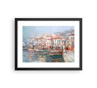 Cuadro Poster de Pared 40x30cm Póster Marco Isla Barcos Puerto Wall Art Prints