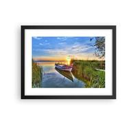 Cuadro Poster de Pared 40x30cm Póster Marco lago barco agua Wall Art Prints