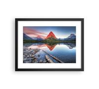 Cuadro Poster de Pared 40x30cm Póster Marco Lago Montañas Reflejo Wall Art