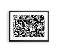 Cuadro Poster de Pared 40x30cm Póster Marco Op Art. Negro Blanco Wall Art Prints