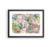 Cuadro Poster de Pared 40x30cm Póster Marco pájaro mariposa flor Wall Art Prints