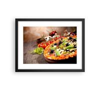 Cuadro Poster de Pared 40x30cm Póster Marco Pizza comida Italia la tradición Art
