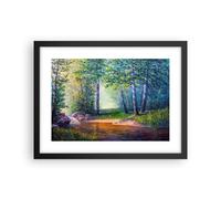 Cuadro Poster de Pared 40x30cm Póster Marco prado agua arbol Wall Art Prints