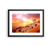 Cuadro Poster de Pared 40x30cm Póster Marco Santorini Grecia vacaciones Wall Art